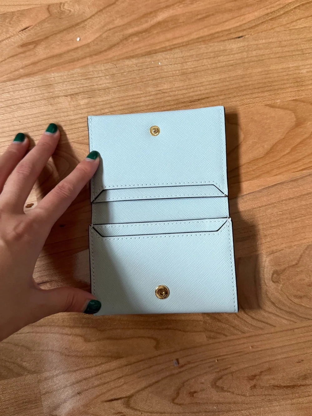 kate spade Light Blue Slim Card Wallet with Gold Logo